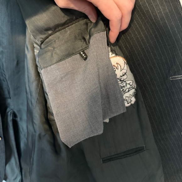 Vintage RARE 1994 TOO CUTE pinstripe Flintstones embroidered Oversized blazer - Picture 5 of 10